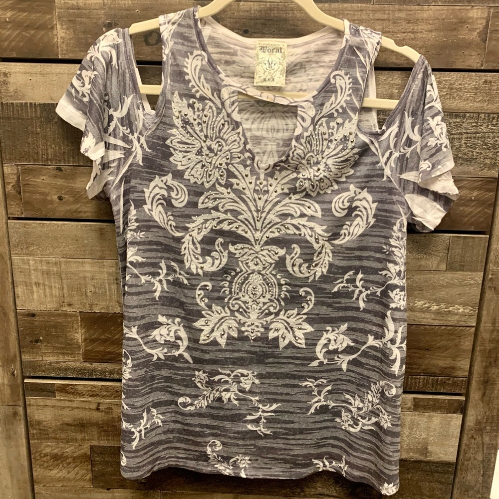 Vocal cold shoulder embellished Top small